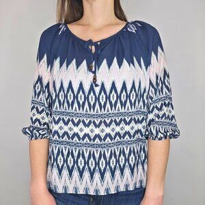 Jolt Navy, White, & Pink Geometric Women's Lightweight Top Size Medium